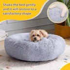 Round Plush Donut Soft Washable Pet Cushion Dog Bed