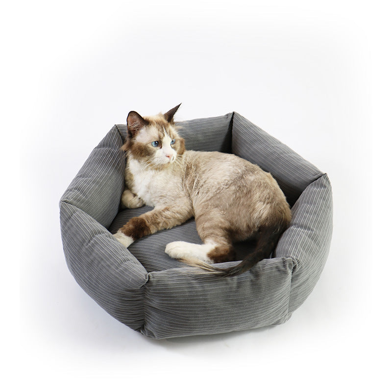 Hexagon Supportive Scratch-Resistant Chew-Proof Cat Bed