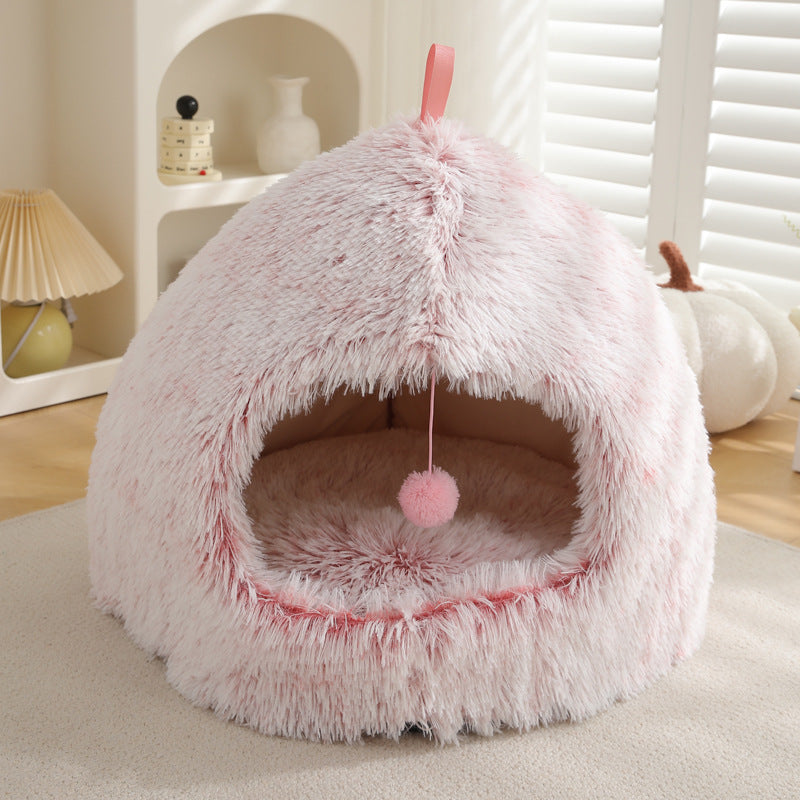 Winter Warm Plush Soft Removable Cushion Cat Bed
