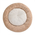 Round Donut Soft Plush Striped Cushion Dog Bed