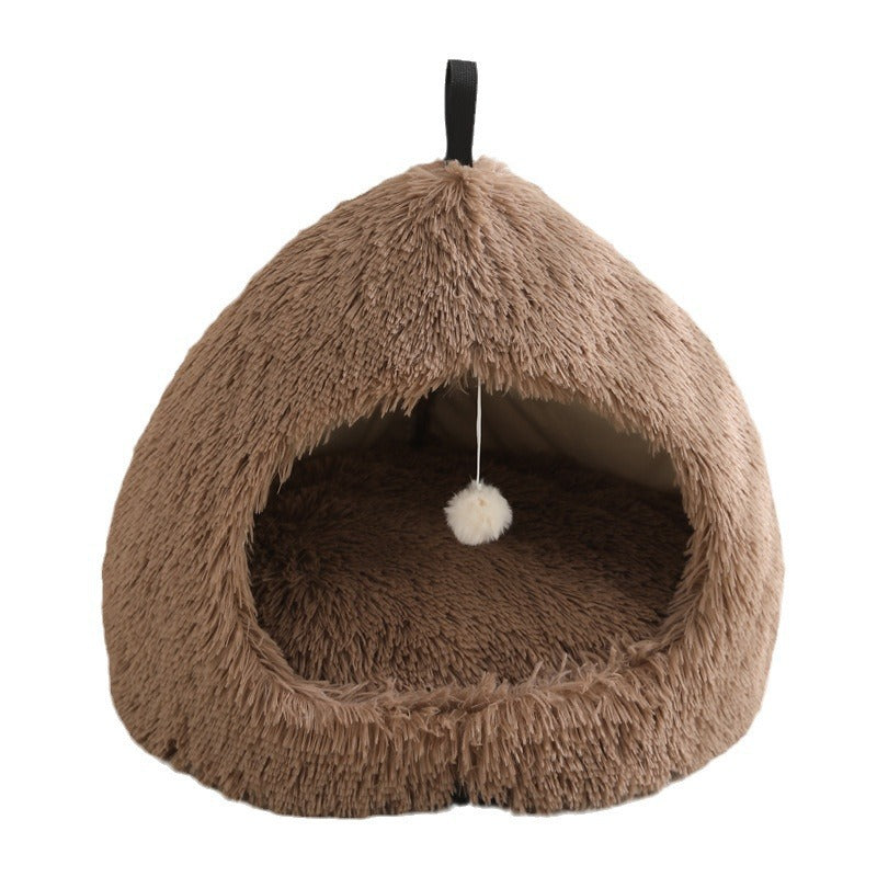 Winter Warm Plush Soft Removable Cushion Cat Bed