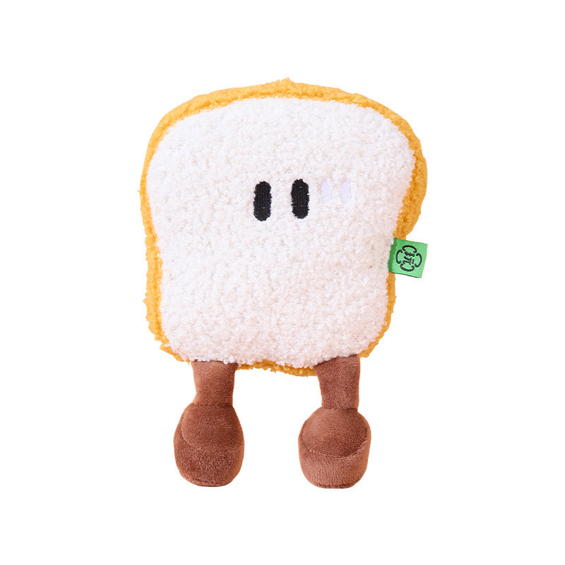 Cute Food Plush Dog Toy Donut Croissant Bread Squeaky Toy