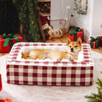 Christmas Gift Box Style Rectangular Plush Warm Dog Bed