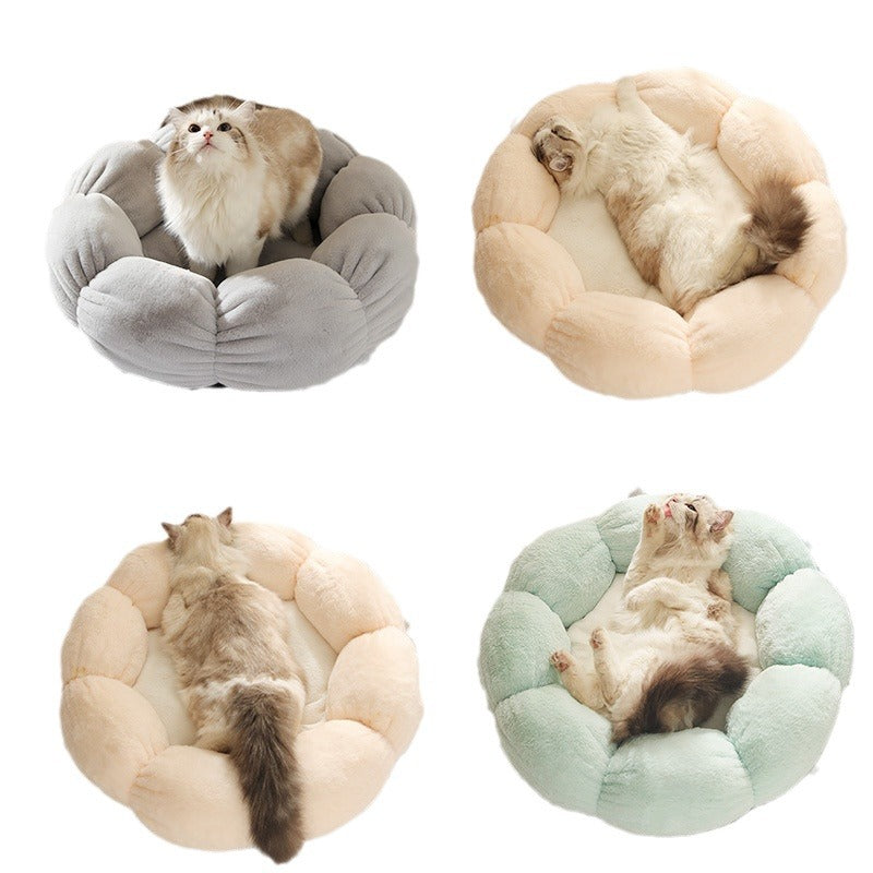 Cozy Flower Plush Soft Bunny Velvet Pet Nest Cat Bed