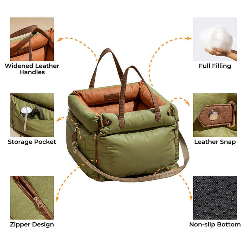 Leather Non-Slip Takeaway Bag Dog Bed