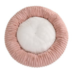 Round Donut Soft Plush Striped Cushion Dog Bed