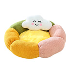 Christmas Flower Donut  Plush Round Pet Nest with Non-Slip Base Cat Bed