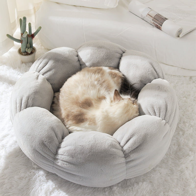 Cozy Flower Plush Soft Bunny Velvet Pet Nest Cat Bed