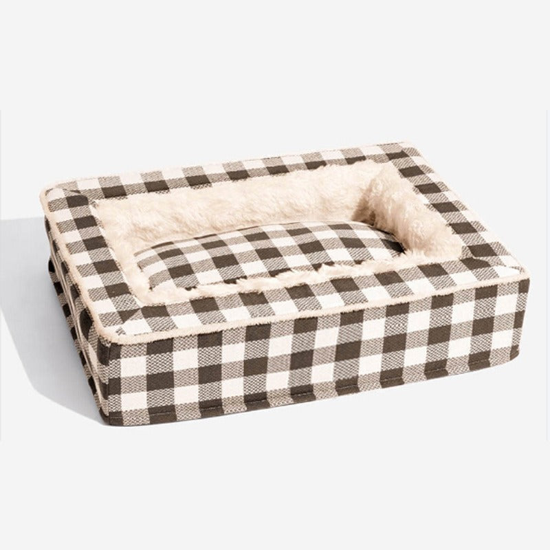 Christmas Gift Box Style Rectangular Plush Warm Dog Bed