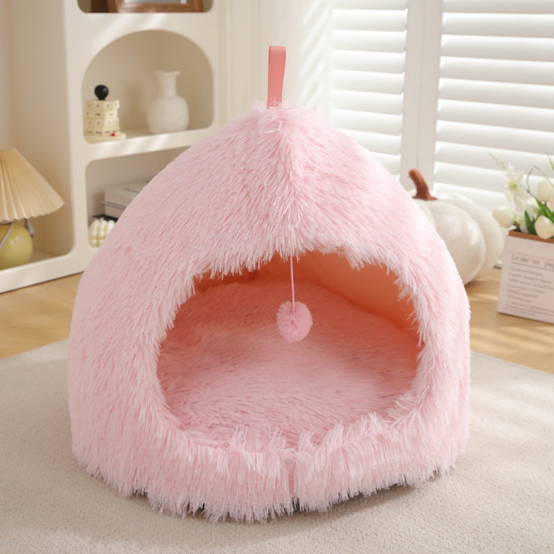 Winter Warm Plush Soft Removable Cushion Cat Bed