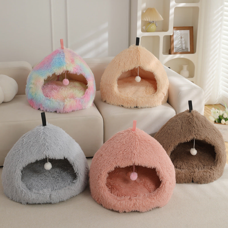 Winter Warm Plush Soft Removable Cushion Cat Bed