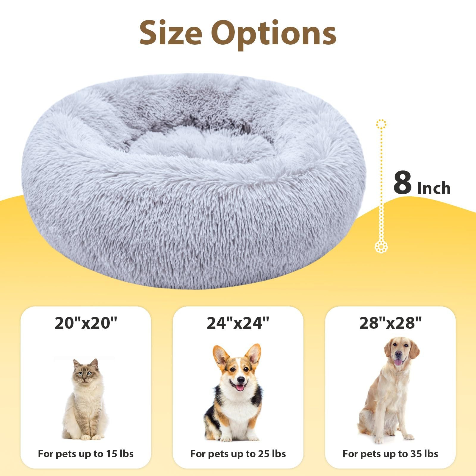 Round Plush Donut Soft Washable Pet Cushion Dog Bed