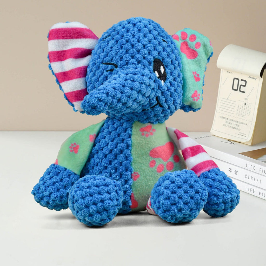 Elephant Plush Squeaky Pet Toy with Crinkle Paper Eco-Friendly Chew Dog Toy