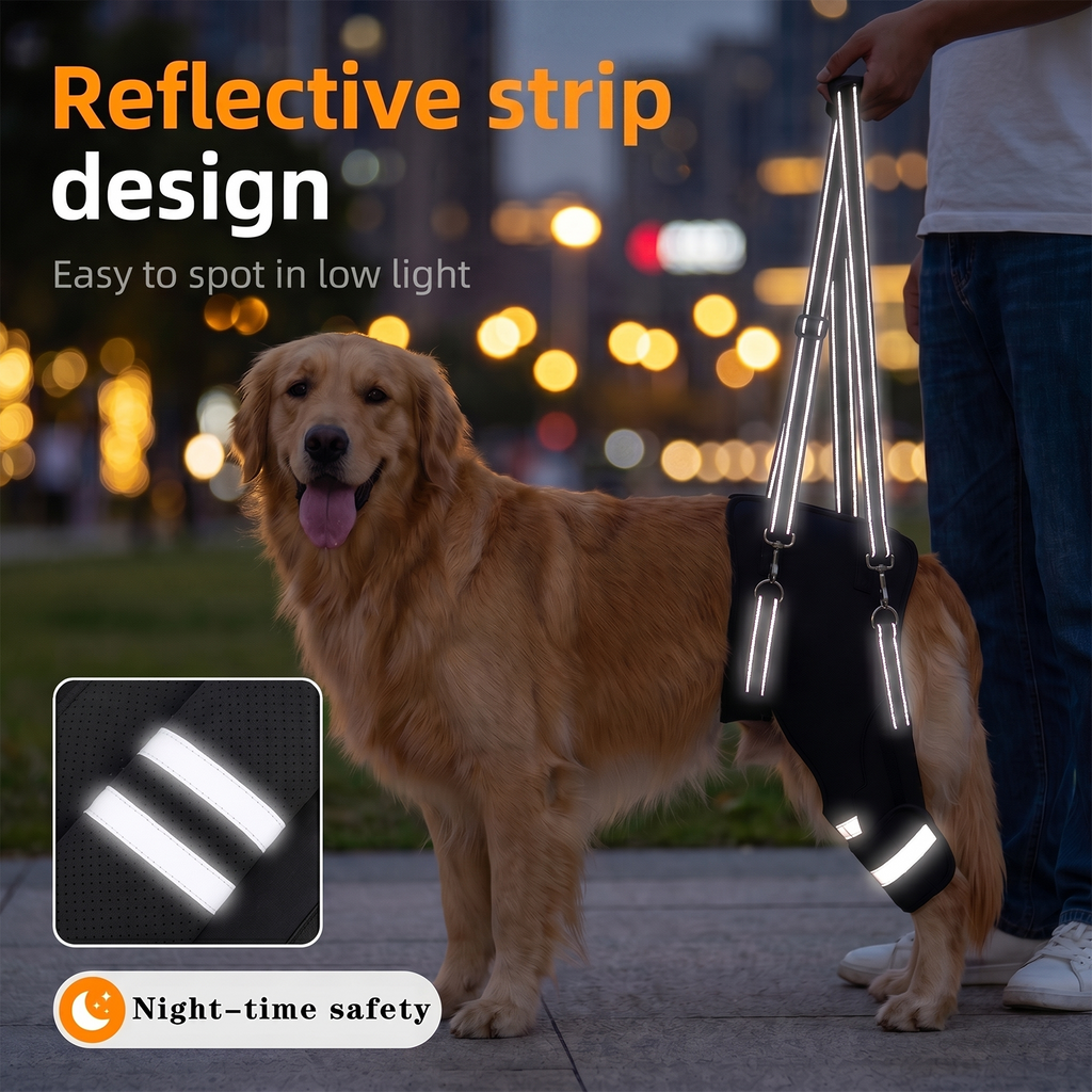 Dog Knee Braces & Dog Leg Braces for Back Leg with Carrying Handle, Reflective Adjustable Velcro Straps for ACL/CCL, Joint Pain and Luxating Patella—Reduces Back Leg Stress
