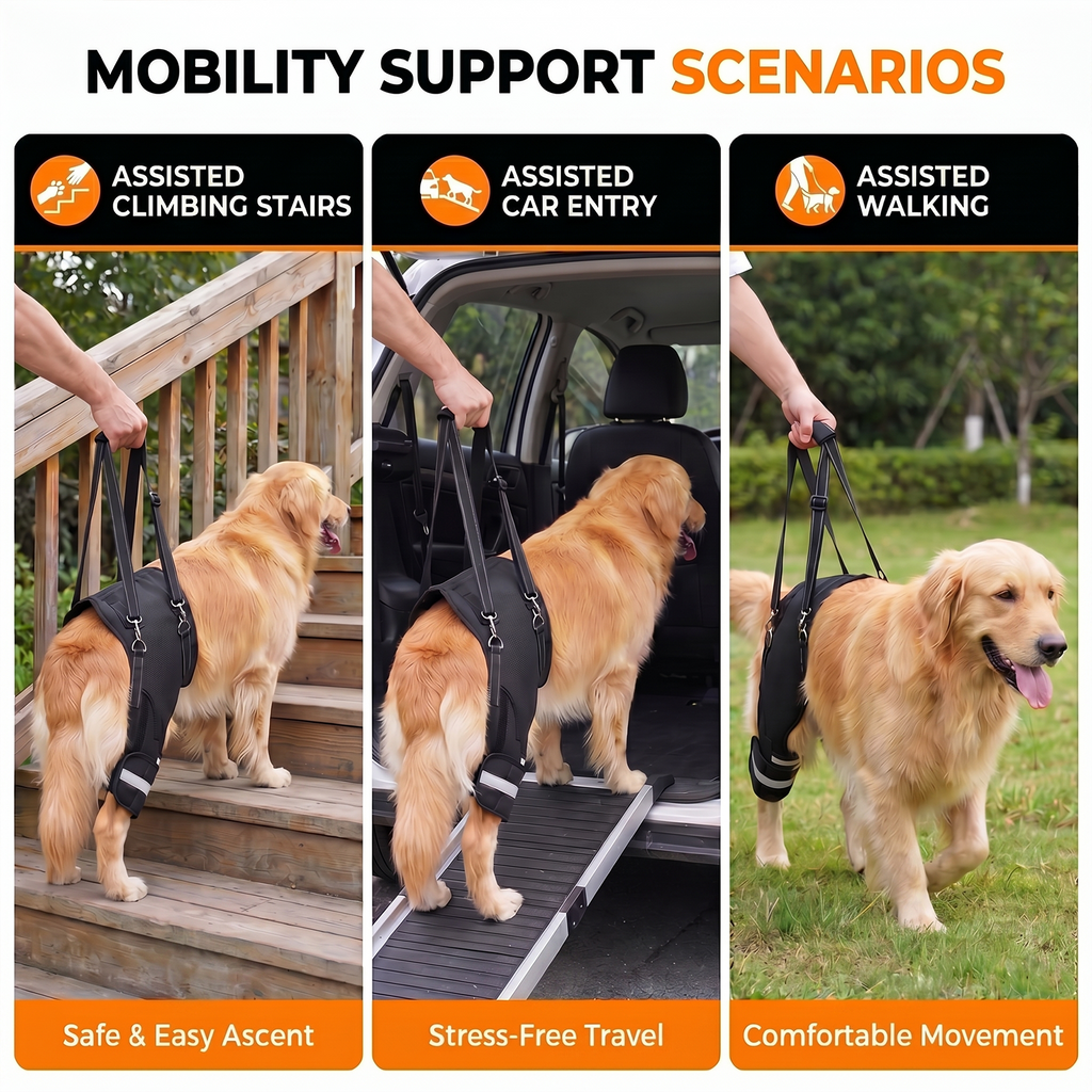 Dog Knee Braces & Dog Leg Braces for Back Leg with Carrying Handle, Reflective Adjustable Velcro Straps for ACL/CCL, Joint Pain and Luxating Patella—Reduces Back Leg Stress